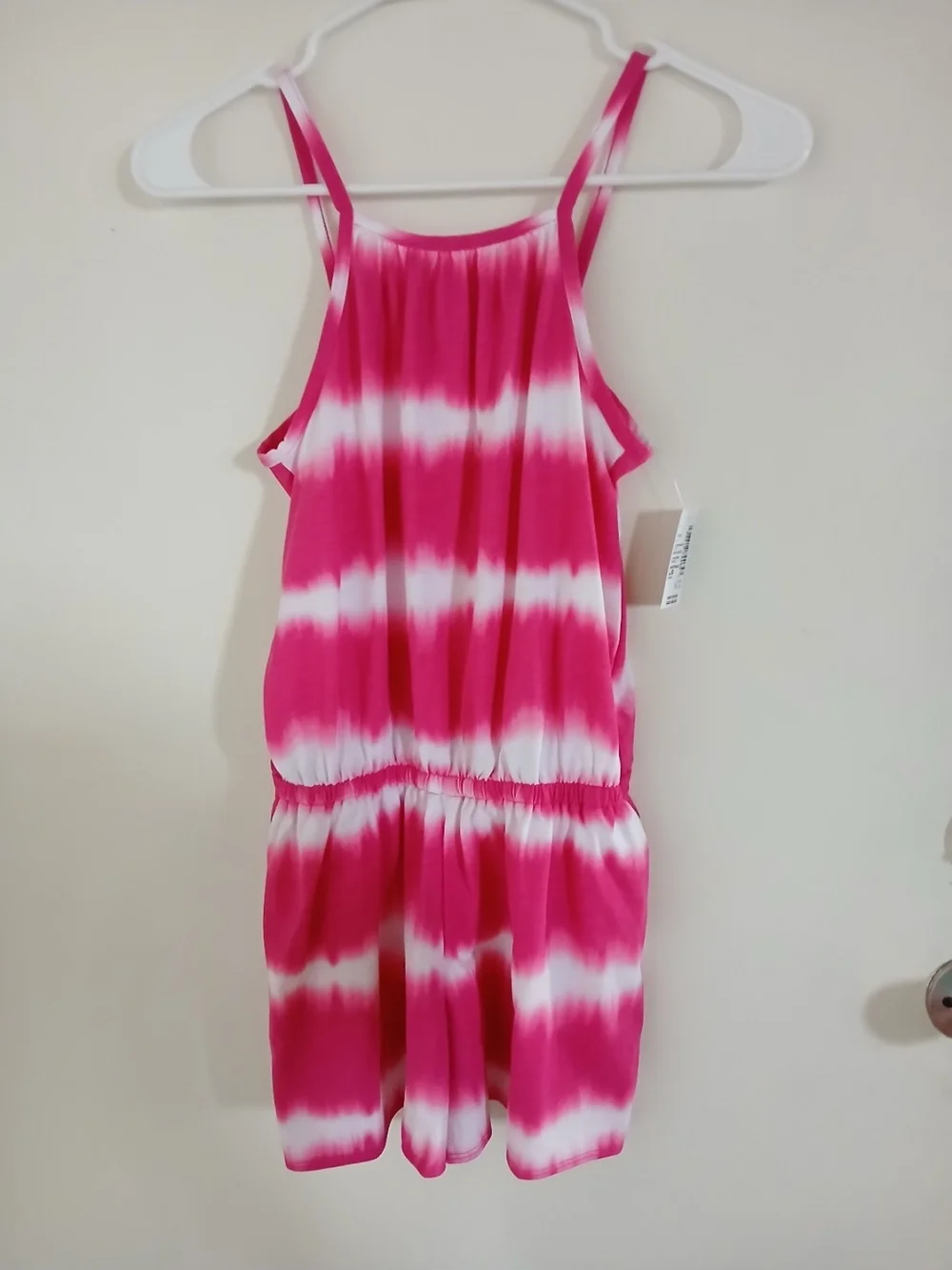 Girls' Sleeveless Rompers - Black Palm Print & Pink Tie-Dye